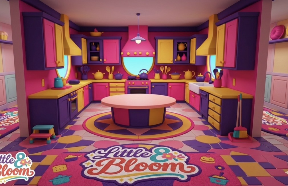Little 8 Bloom, LLC colorful toy kitchen scene