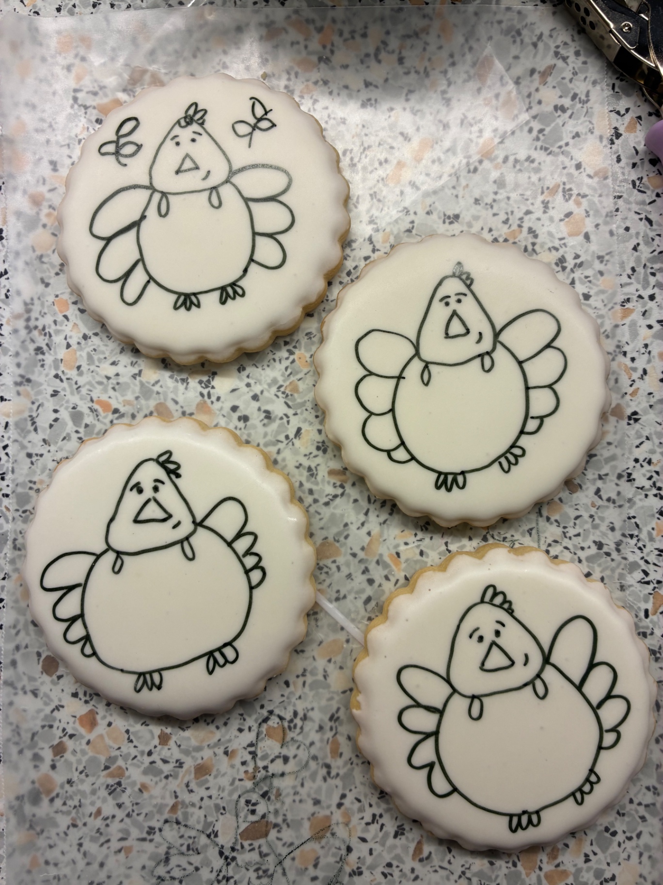 Iced cookies ready for decorating